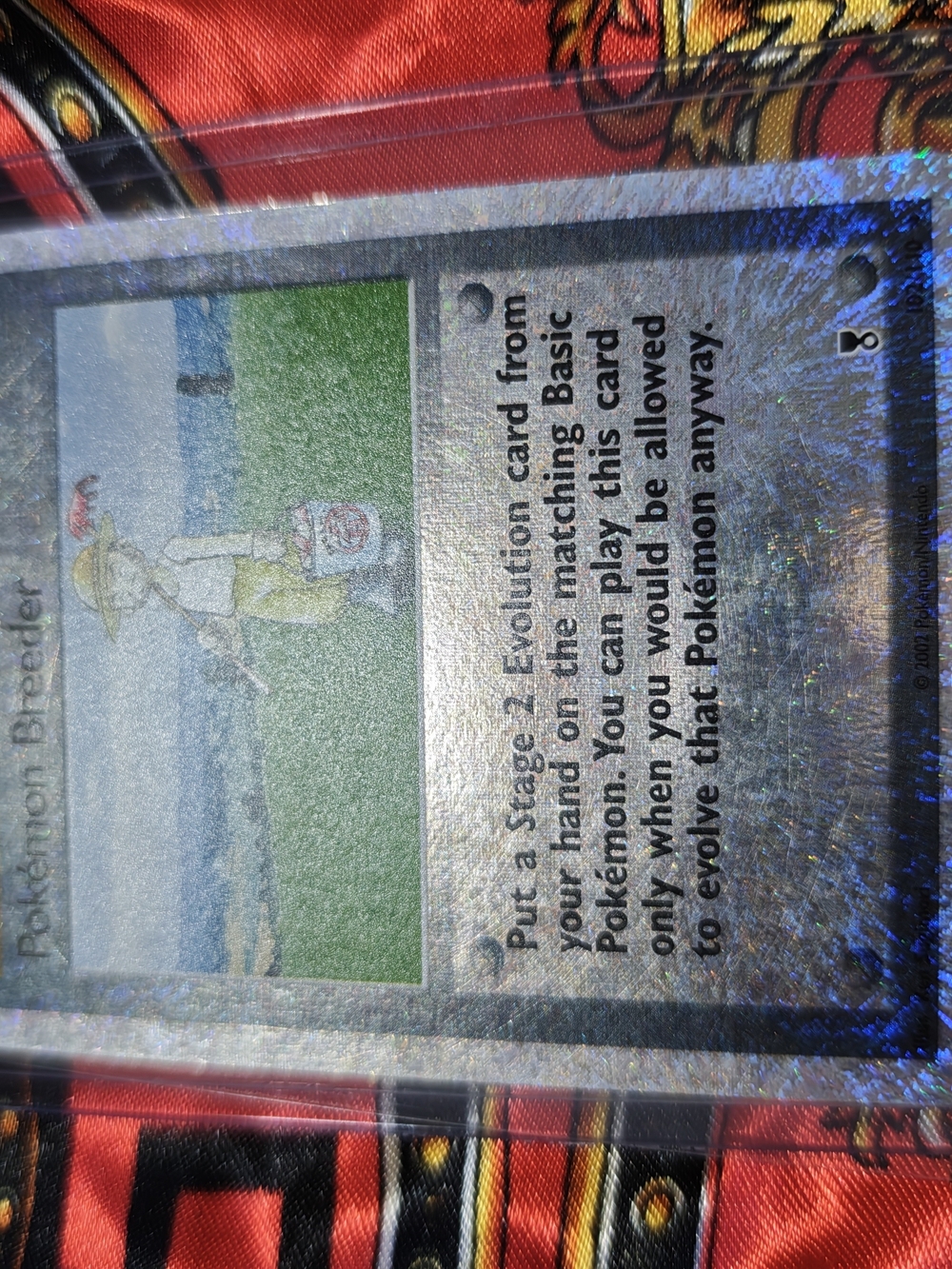 Pokemon Holographic Breeder Card - Green, Cream, Silver